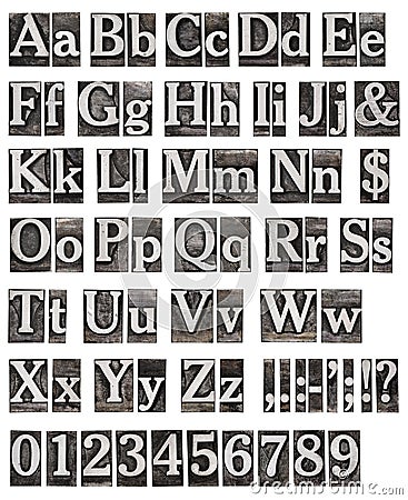 Alphabet from metal letters Stock Photo