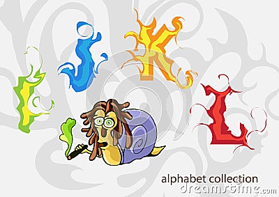 Alphabet with Mr. Snail. vector illustration Vector Illustration