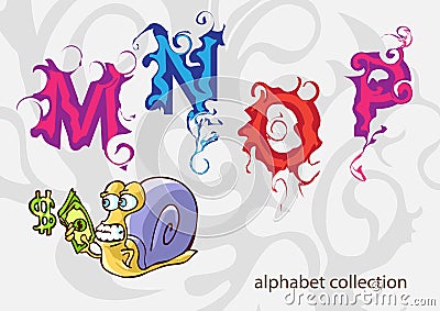 Alphabet with Mr. Snail. vector illustration Vector Illustration