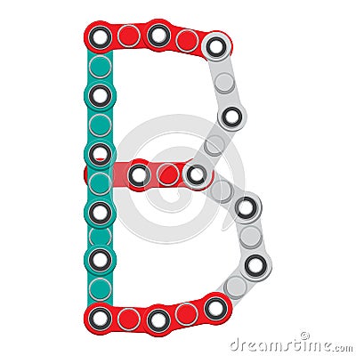 Alphabet from the New popular anti-stress toy Spinner. Letter B. Vector Illustration. Vector Illustration