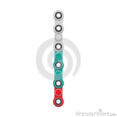 Alphabet from the New popular anti-stress toy Spinner. Letter I. Vector Illustration. Vector Illustration