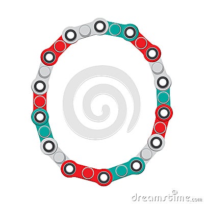 Alphabet from the New popular anti-stress toy Spinner. Letter O. Vector Illustration. Vector Illustration