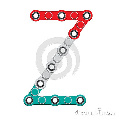 Alphabet from the New popular anti-stress toy Spinner. Letter Z. Vector Illustration. Vector Illustration