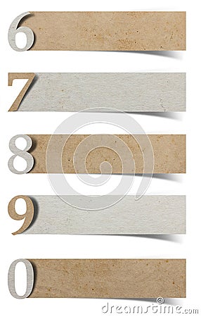 Alphabet number recycled paper craft Stock Photo