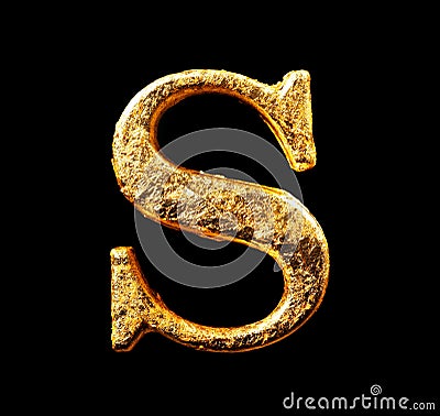 Alphabet and numbers in gold leaf Stock Photo