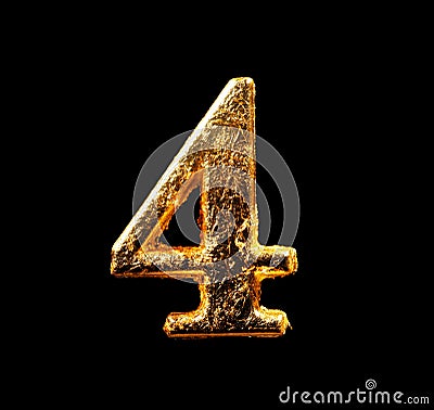 Alphabet and numbers in gold leaf Stock Photo