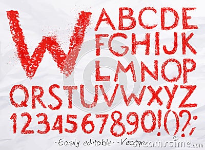 Alphabet pastel red Vector Illustration