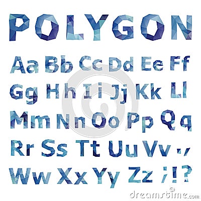 Alphabet. Polygonal font set. Cartoon Illustration