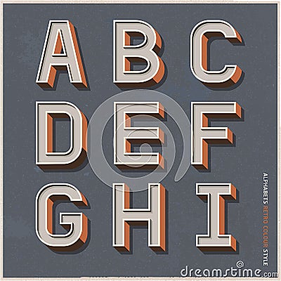 Alphabet retro colour style. Vector Illustration