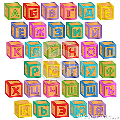 Alphabet russian blocks Vector Illustration