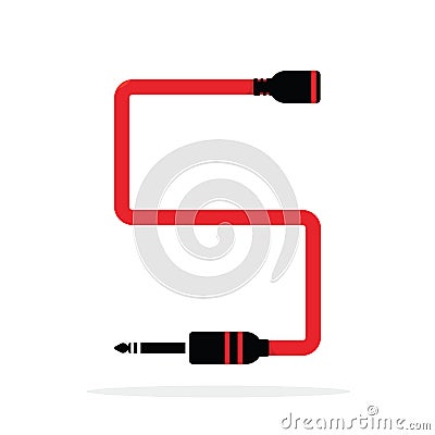 Alphabet S letter logo formed by jack cable or wire. Vector design template elements for your audio, sound or music application or Vector Illustration