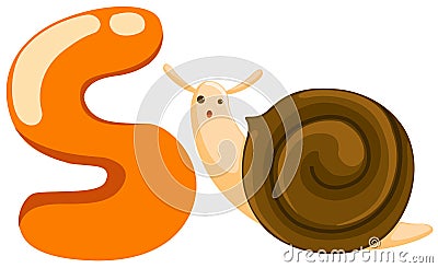 Alphabet S for snail Vector Illustration