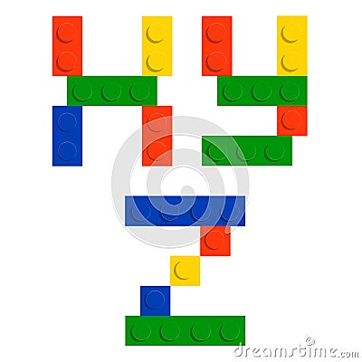 Alphabet set made of toy construction brick blocks Vector Illustration