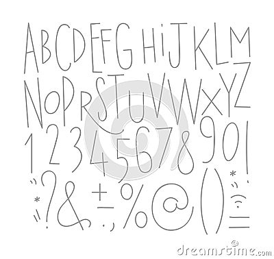 Alphabet straight lines font Vector Illustration