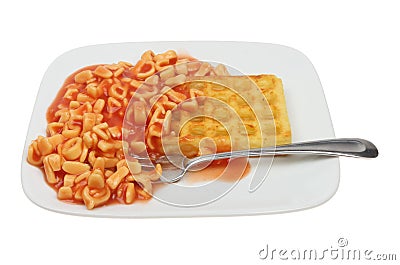 Alphabet spaghetti and wffle Stock Photo