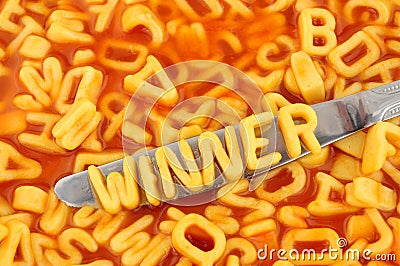 Alphabet Spaghetti Spelling Winner Stock Photo