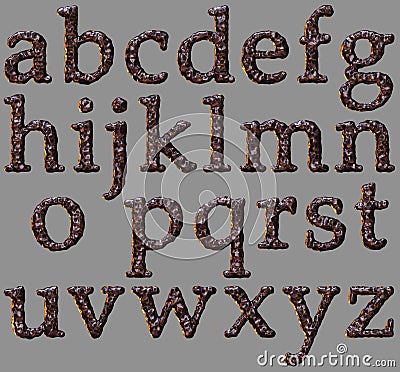 Alphabet rock iron letter set Stock Photo