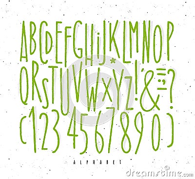 Alphabet straight green lines font Vector Illustration