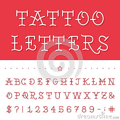 Alphabet - Tattoo Vector Font. Vector Illustration