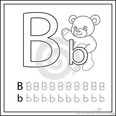 Alphabet Trace Letter A to Z preschool worksheet Vector Illustration
