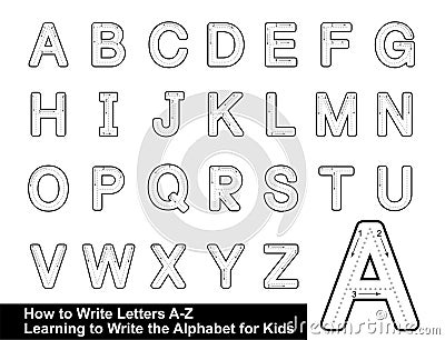 ALPHABET TRACING LETTERS STEP BY STEP LETTER TRACING Write the letter Alphabet Writing lesson for children vector Vector Illustration