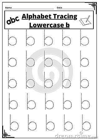 Alphabet Tracing Lower case b Vector Illustration