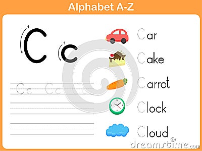 Alphabet Tracing Worksheet Vector Illustration