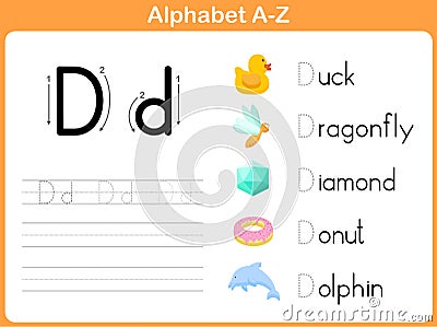 Alphabet Tracing Worksheet Vector Illustration