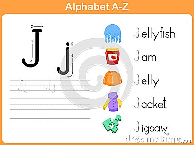 Alphabet Tracing Worksheet Vector Illustration