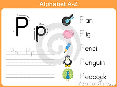 Alphabet Tracing Worksheet Vector Illustration