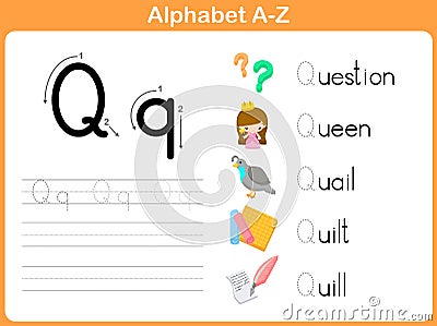 Alphabet Tracing Worksheet Vector Illustration