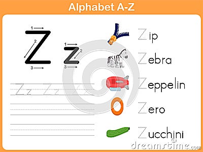 Alphabet Tracing Worksheet Vector Illustration