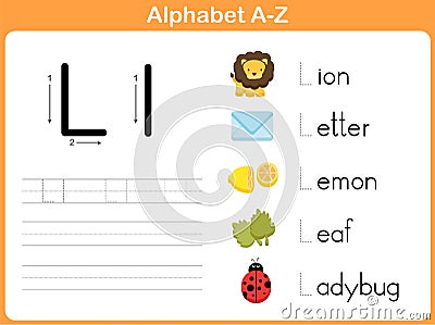 Alphabet Tracing Worksheet: Writing A-Z Vector Illustration