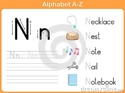 Alphabet Tracing Worksheet: Writing A-Z Vector Illustration