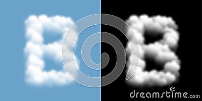 Alphabet uppercase set letter B, Cloud or smoke pattern, transparent illustration isolated float on blue sky background, with Vector Illustration