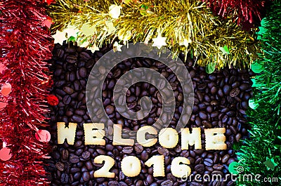 Alphabet welcome 2016 made from bread cookies Stock Photo