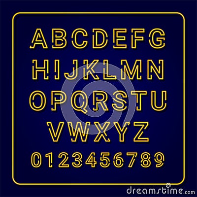 Alphabet Yellow Neon Lamp Vector Illustration