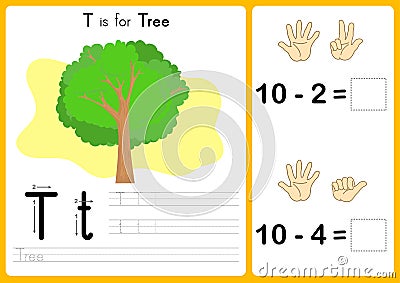 Alphabet A-Z Tracing and puzzle Worksheet, Exercises for kids - illustration and vector Vector Illustration