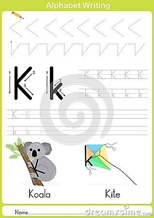 Alphabet A-Z Tracing Worksheet, Exercises for kids - A4 paper ready to print Vector Illustration