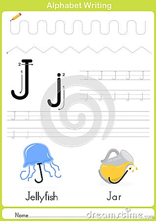 Alphabet A-Z Tracing Worksheet, Exercises for kids - A4 paper ready to print Vector Illustration