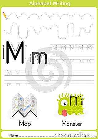 Alphabet A-Z Tracing Worksheet, Exercises for kids - A4 paper ready to print Vector Illustration