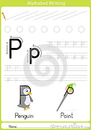 Alphabet A-Z Tracing Worksheet, Exercises for kids - A4 paper ready to print Vector Illustration