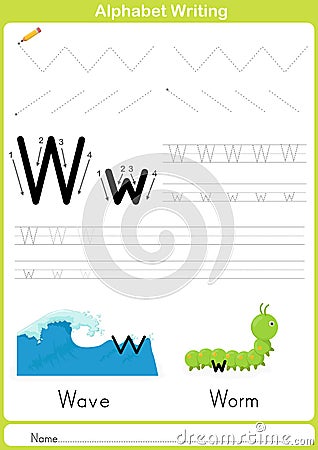 Alphabet A-Z Tracing Worksheet, Exercises for kids - A4 paper ready to print Vector Illustration