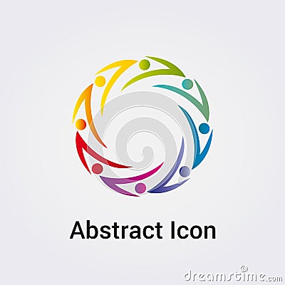 Abstract Icon Logo Design Primary Silhouettes People Dance Star Circle Miscellaneous Communications Network Rainbow Colors Vector Vector Illustration