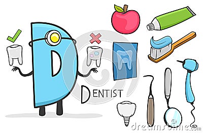 Alphabeth occupation - Letter D - Dentist Stock Photo
