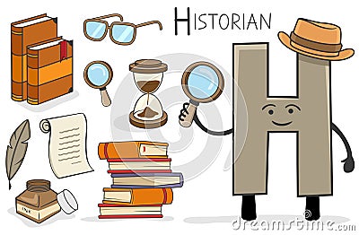 Alphabeth occupation - Letter H - Historian Vector Illustration