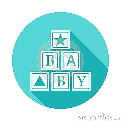 alphabetic cubes icon in flat long shadow. One of baby collection icon can be used for UI/UX Stock Photo