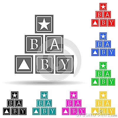 alphabetic cubes multi color style icon. Simple glyph, flat vector of baby icons for ui and ux, website or mobile application Stock Photo