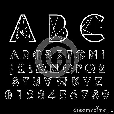 Alphabetic fonts and numbers Vector Illustration