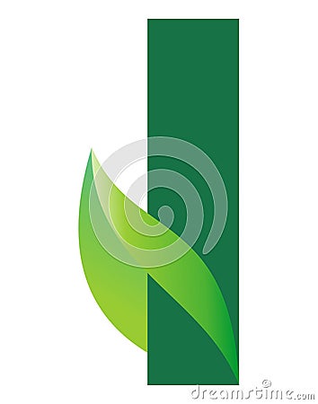 Alphabetic green color logo design for a herbal product company and for plant nursery business Stock Photo